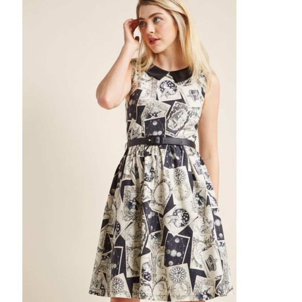 Black Whimsy Without End A-line Dress In Tarot